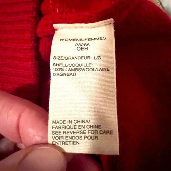 WOOLRICH VTG Women's Large Wool Zip Sweater Vest Red Deer Holiday - Picture 3 of 7